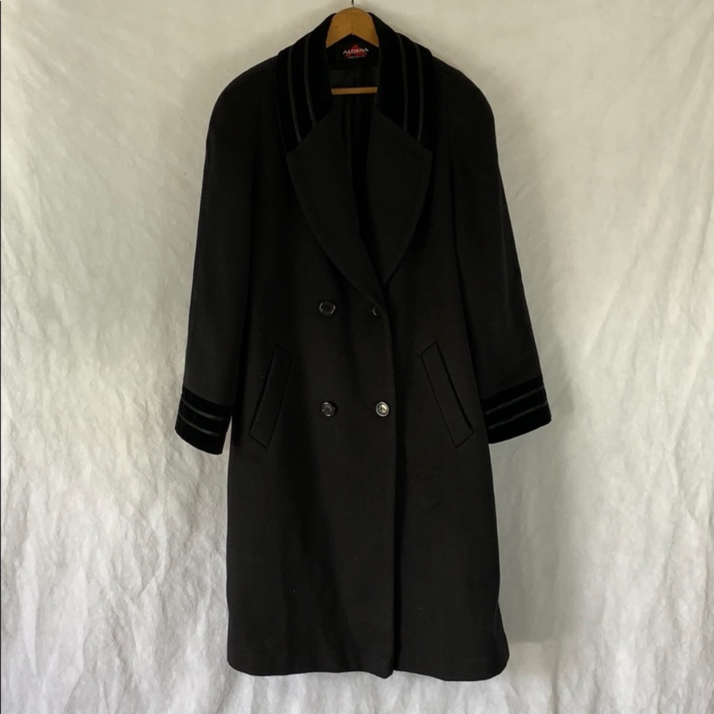 Alorna Super Fina Womens Med Black Wool Pea Coat
